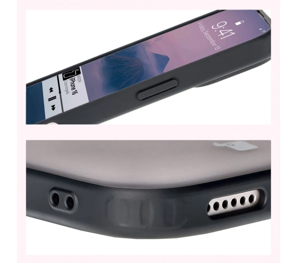 Bizon Angelo do iPhone 16 Przydymione z czarną ramką