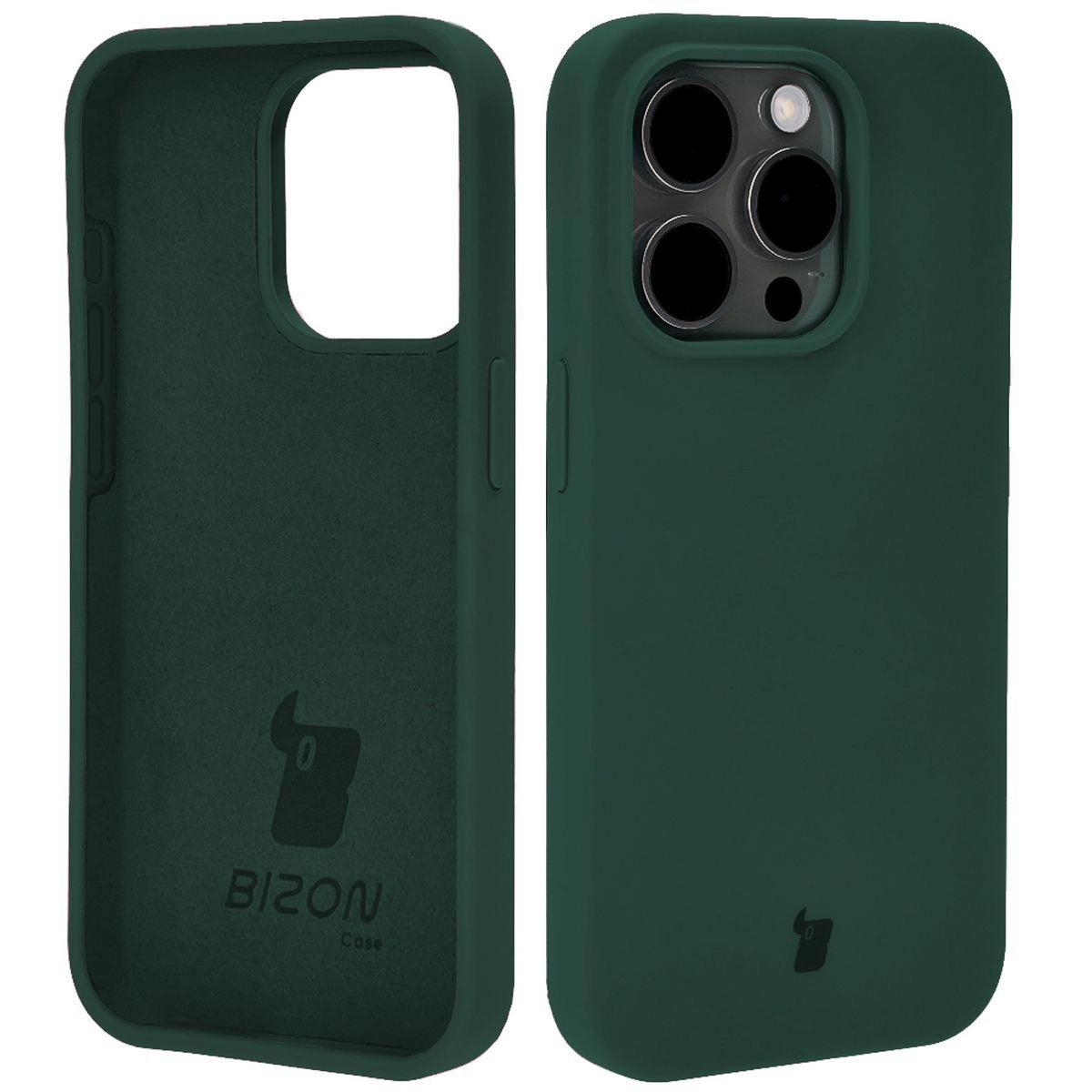 Etui Bizon Silikonowe Soft do iPhone 15 Pro Ciemnozielony
