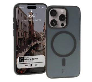 Bizon MatteO z MagSafe do iPhone 15 Pro Półprzezroczyste z czarną ramką