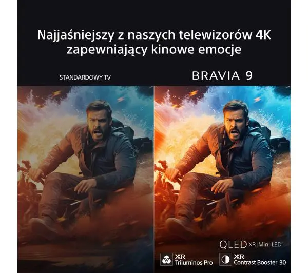 Sony BRAVIA 9 K-65XR90 65" QLED 4K Mini LED 120Hz Google TV Dolby Vision Dolby Atmos HDMI 2.1 DVB-T2 - Kup na Raty - RRSO 0%