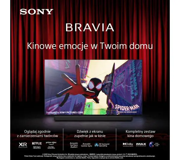Sony BRAVIA 9 K-65XR90 65" QLED 4K Mini LED 120Hz Google TV Dolby Vision Dolby Atmos HDMI 2.1 DVB-T2 - Kup na Raty - RRSO 0%