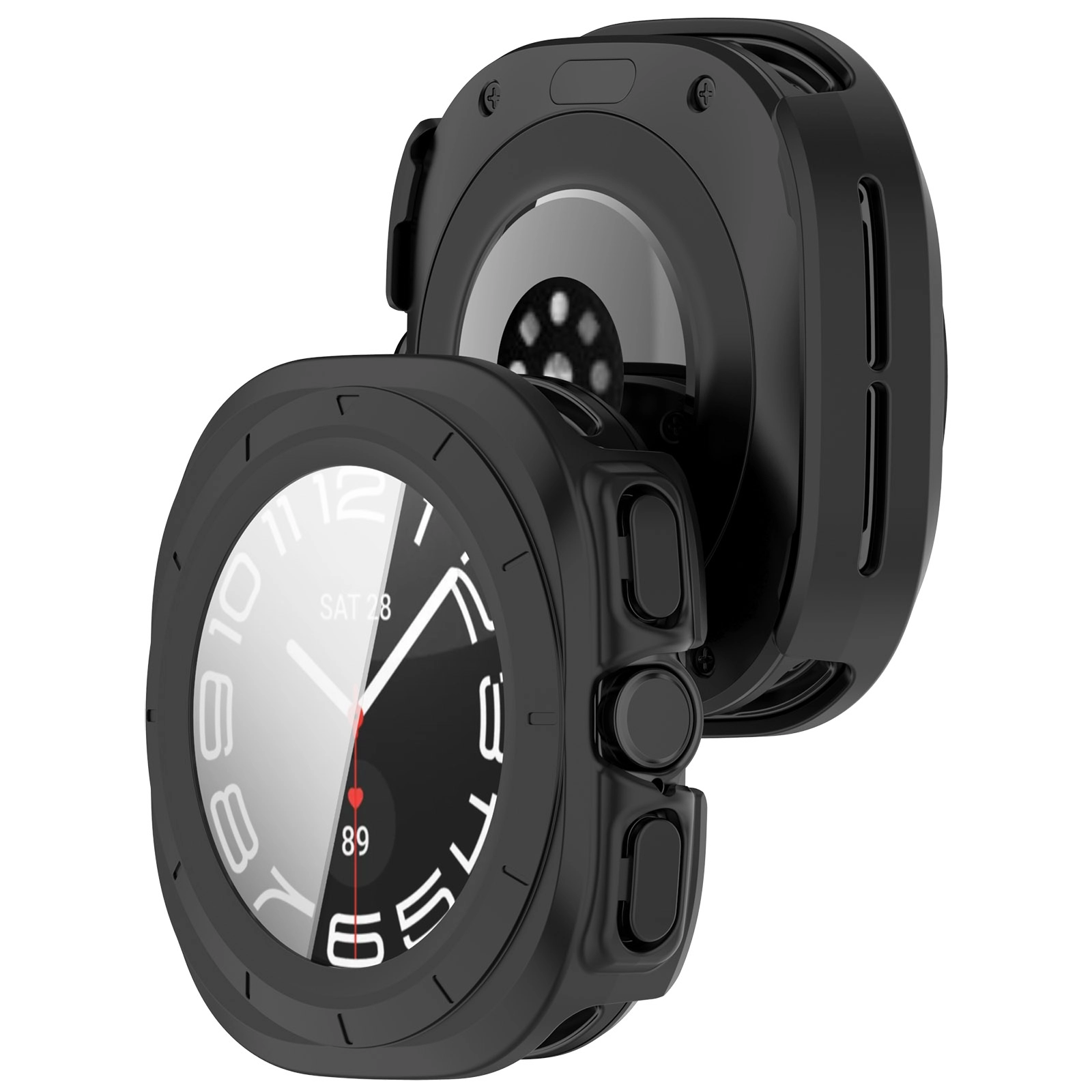 Nakładka na tarczę Bizon ze szkłem do Galaxy Watch Ultra 47mm Czarny matowy