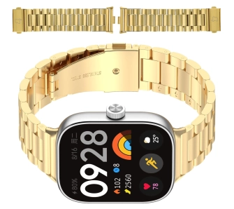 Bransoleta Bizon ze stali nierdzewnej Aura do Xiaomi Smart Band 9 Pro/8 Pro / Redmi Watch 5/4 Złoty