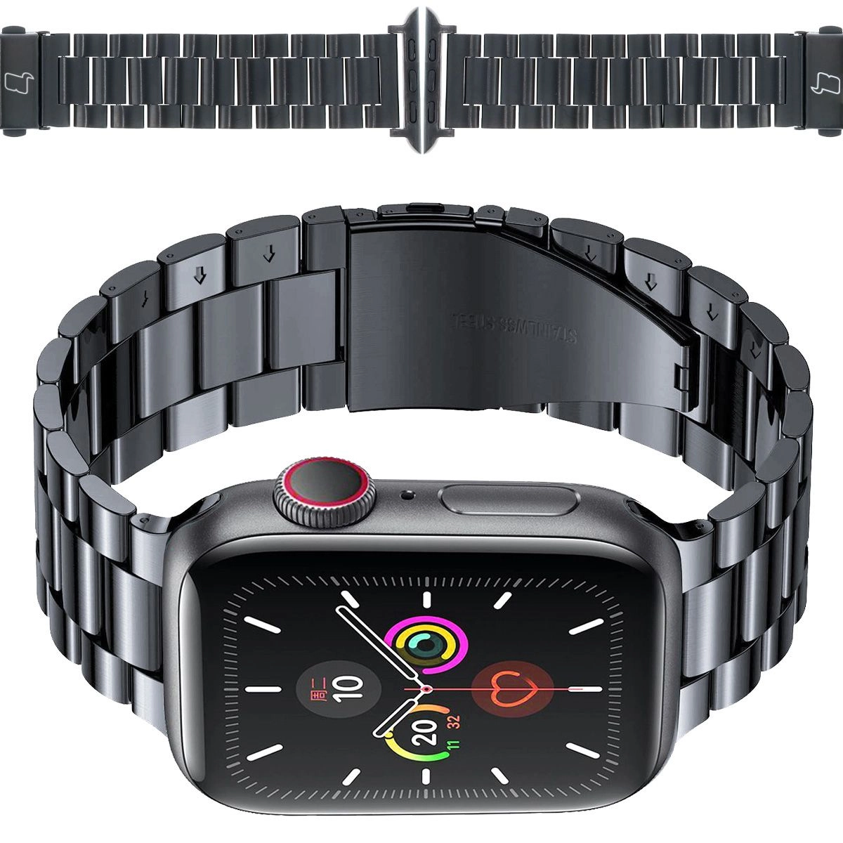 Bransoleta Bizon ze stali nierdzewnej Aura do Apple Watch 49/46/45/44/42mm Czarny