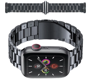 Bizon ze stali nierdzewnej Aura do Apple Watch 49/46/45/44/42mm Czarny