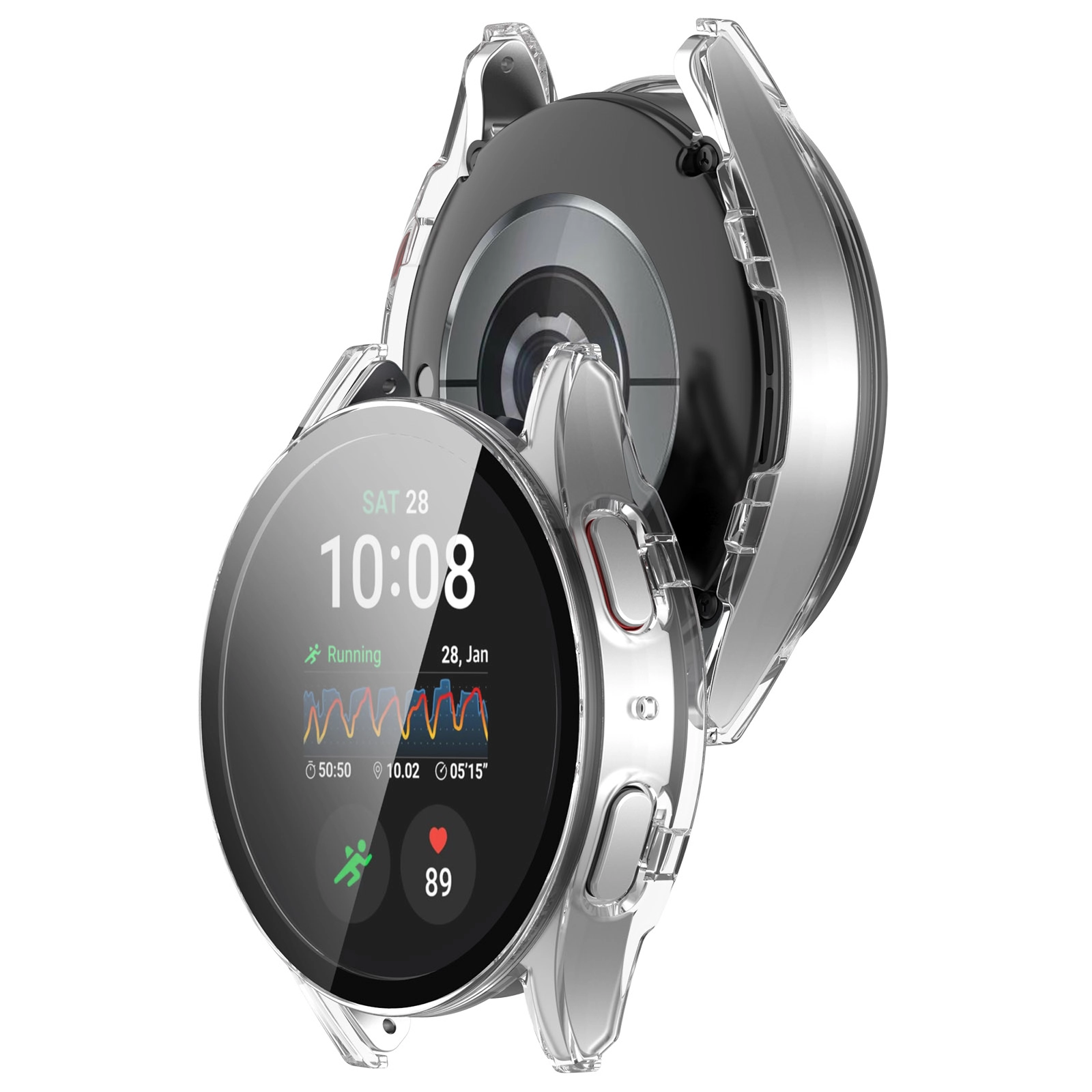 Nakładka na tarczę Bizon ze szkłem do Galaxy Watch 7 44mm Przezroczysty