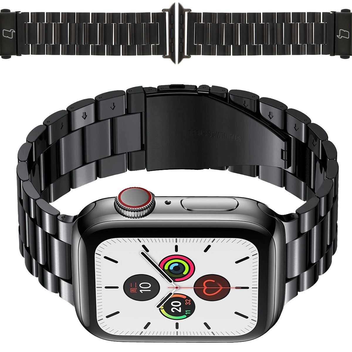 Bransoleta Bizon ze stali nierdzewnej Aura do Apple Watch 41/40/38mm Czarny