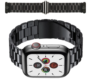 Bizon ze stali nierdzewnej Aura do Apple Watch 41/40/38mm Czarny