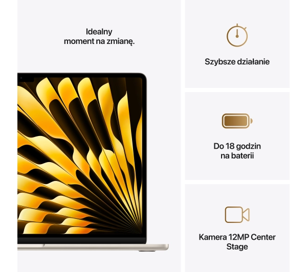 Apple MacBook Air 2025 15,3" M4 24GB RAM 512GB Dysk macOS Księżycowa poświata Funkcje AI - Kup na Raty - RRSO 0%