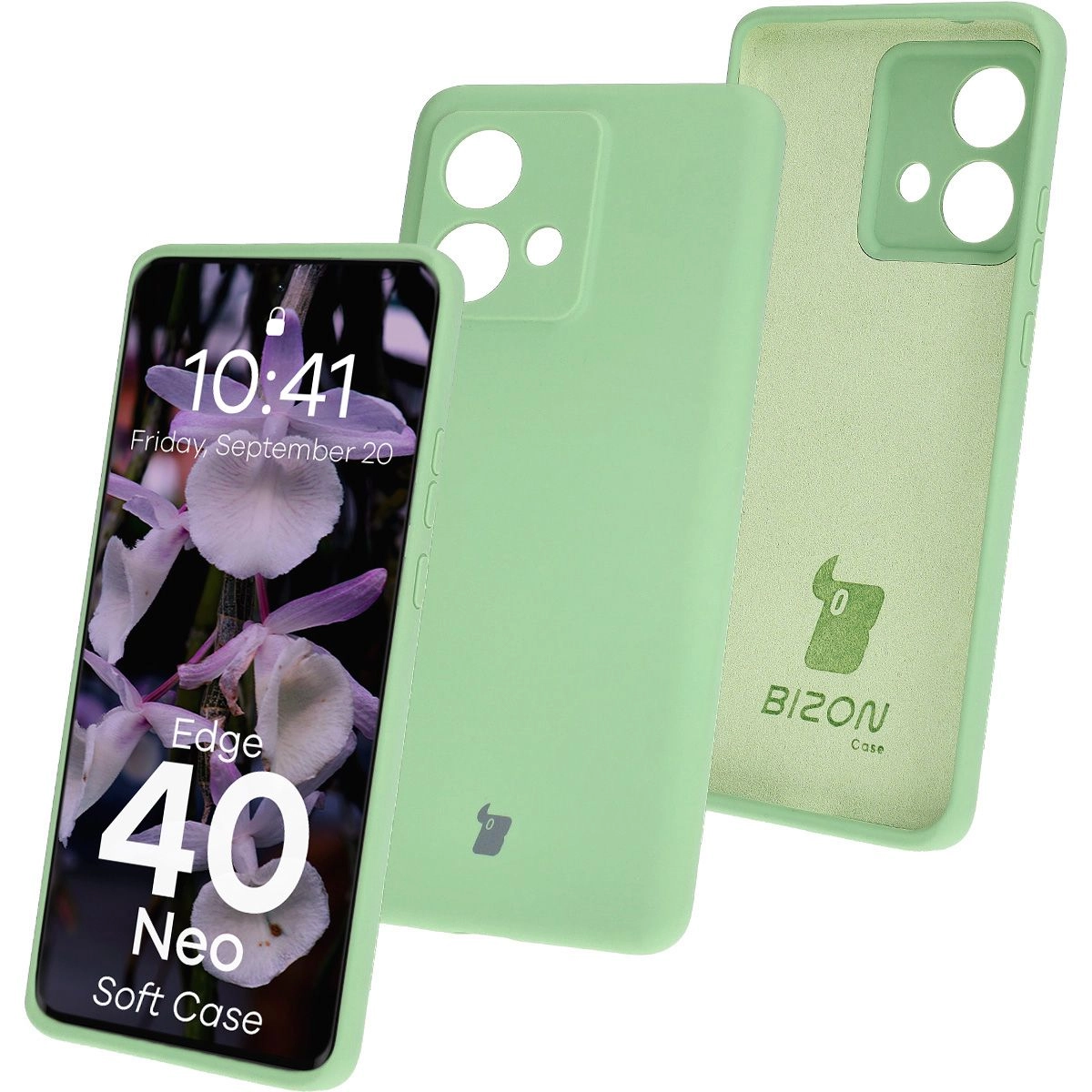 Etui Bizon Silikonowe Soft do Motorola Edge 40 Neo jasnozielony