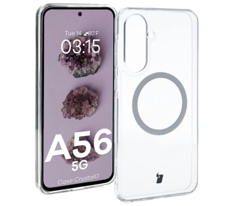 Etui Bizon CrystalO z MagSafe do Galaxy A56 5G Przezroczyste