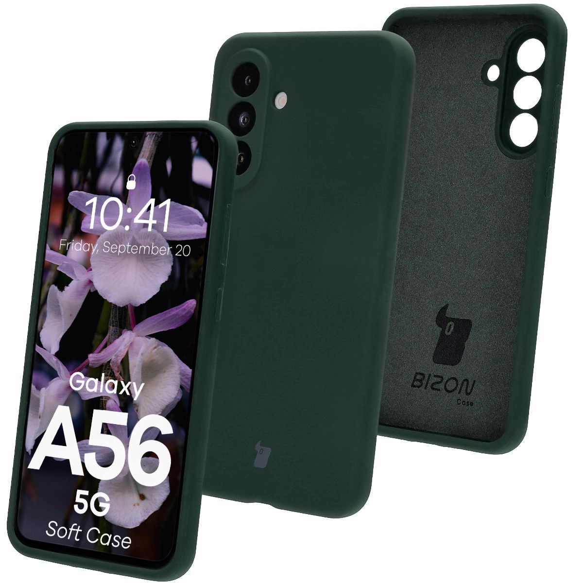 Etui Bizon Silikonowe Soft do Galaxy A56 5G Ciemnozielony