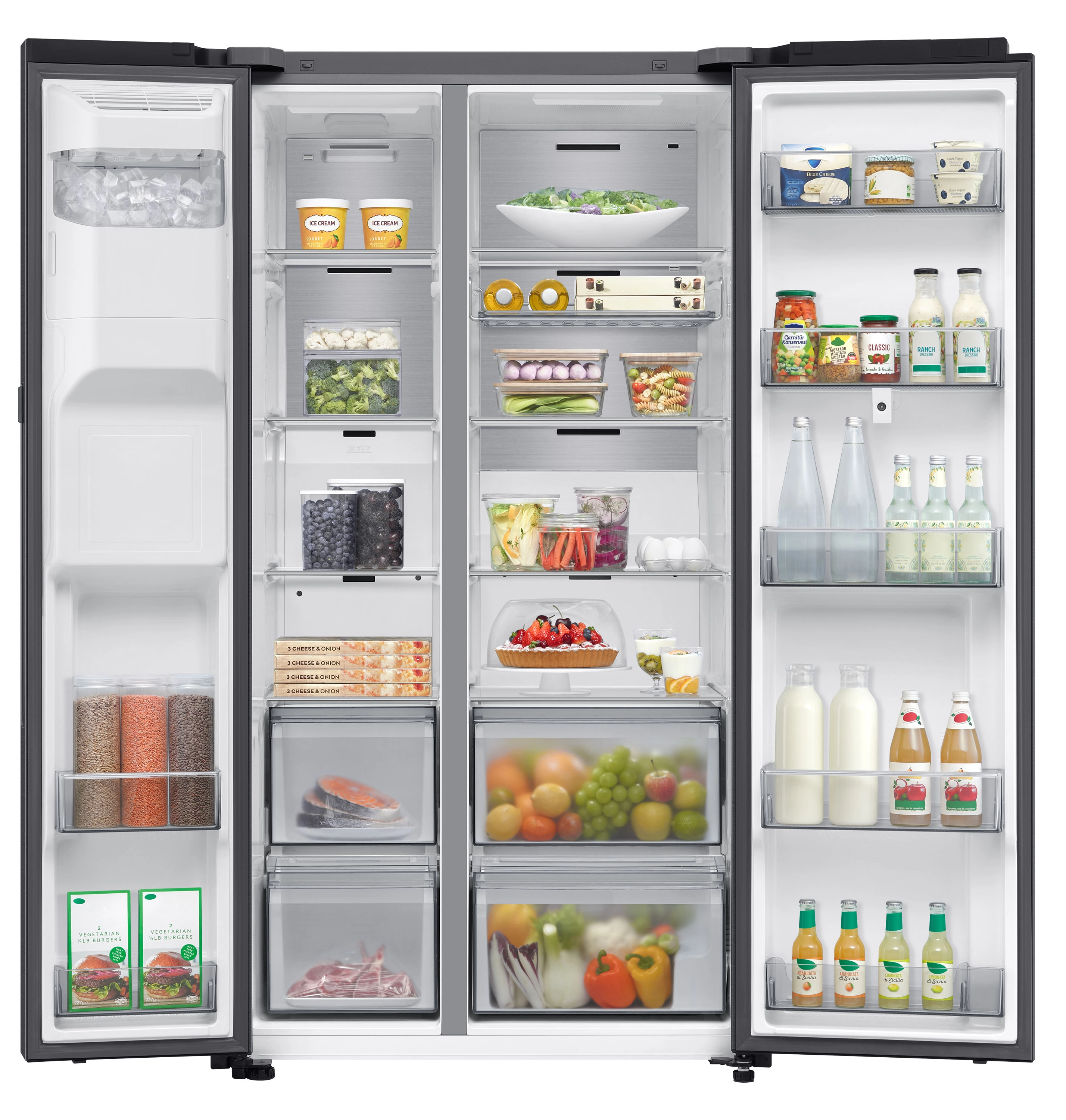 Lodówka Samsung RS90F66BEFEO Auto Open Pełny No Frost 178,4cm Kostkarka Zdalne sterowanie Grafitowa stal