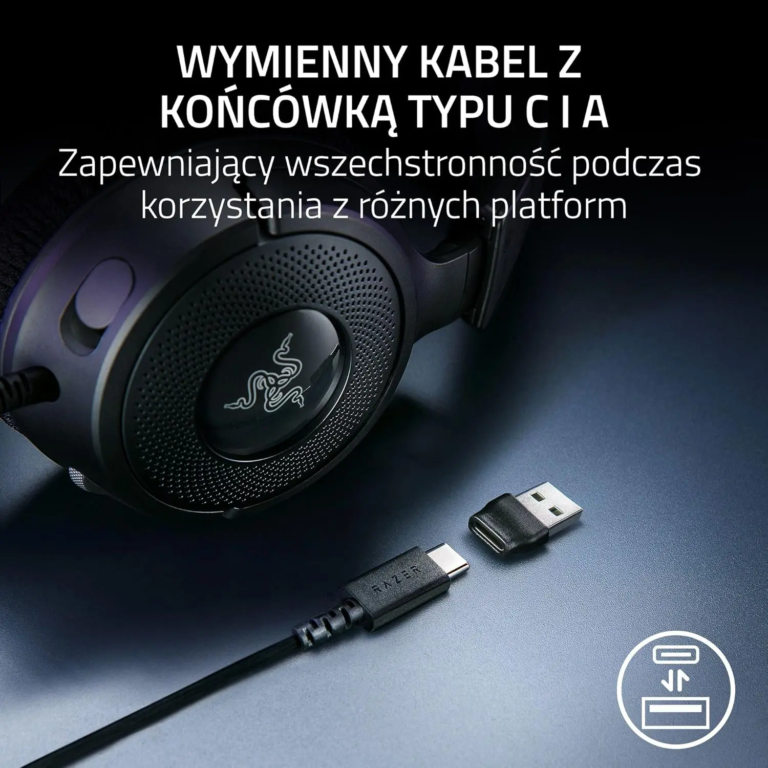 Słuchawki przewodowe z mikrofonem Razer Kraken V4 X Nauszne Minecraft Edition