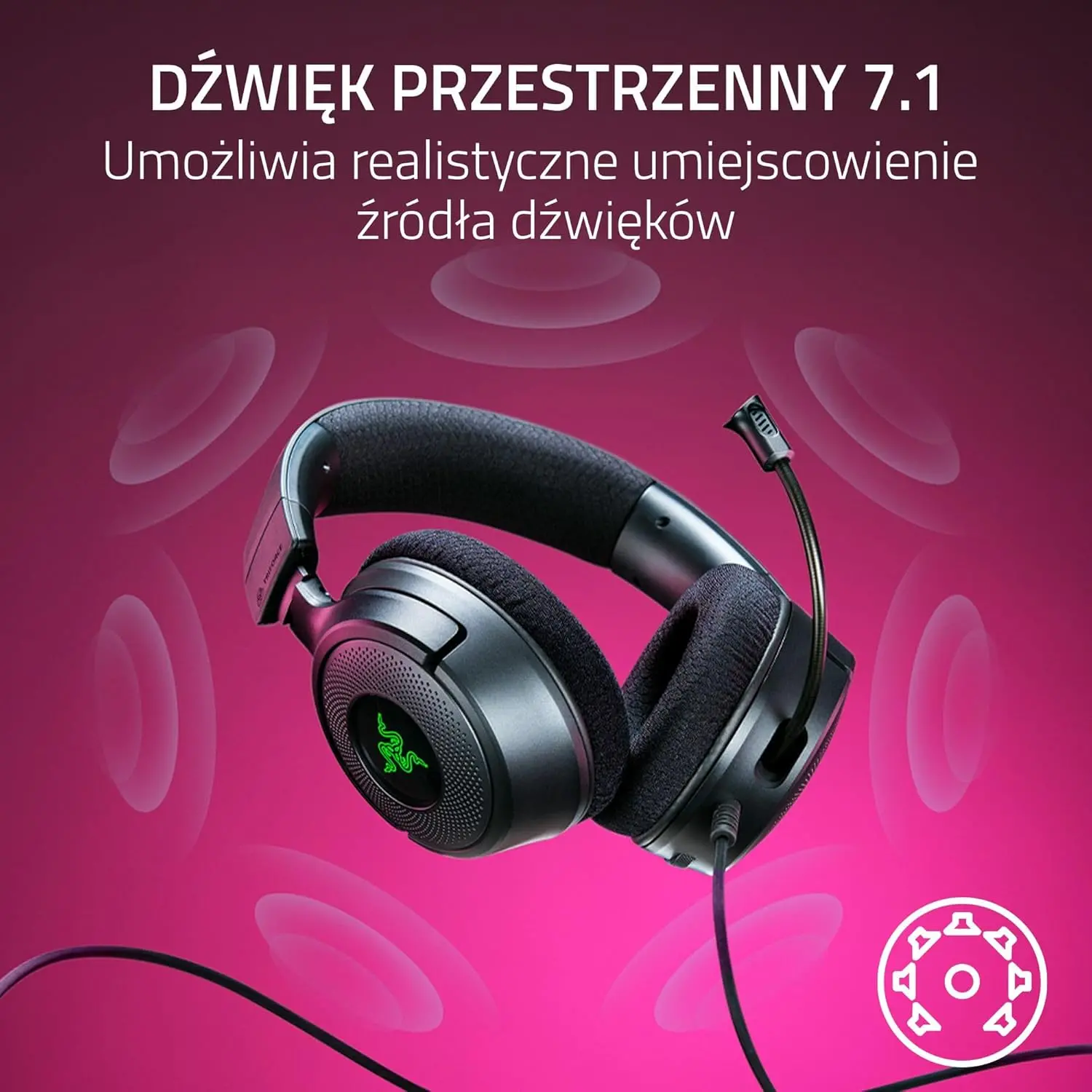 Słuchawki przewodowe z mikrofonem Razer Kraken V4 X Nauszne Minecraft Edition