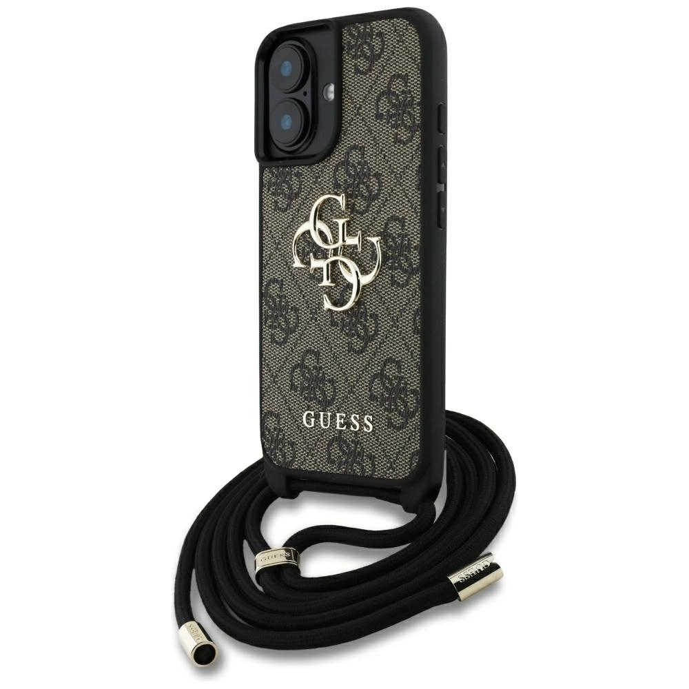 Etui Guess 4G Big Logo Cord Stap Crossbody do iPhone 16 Brązowy