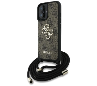 Guess 4G Big Logo Cord Stap Crossbody do iPhone 16 Brązowy