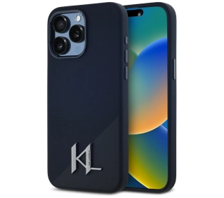 Karl Lagerfeld Silicone Shadow Metal Initial MagSafe do iPhone 15 Pro Czarny