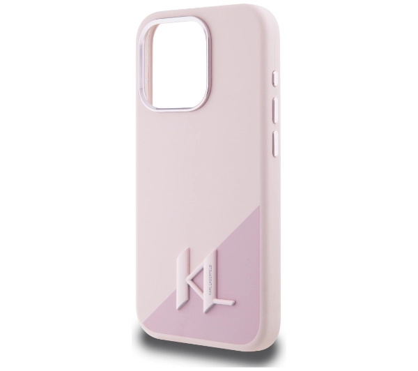 Karl Lagerfeld Silicone Shadow Metal Initial MagSafe do iPhone 15 Pro Różowy