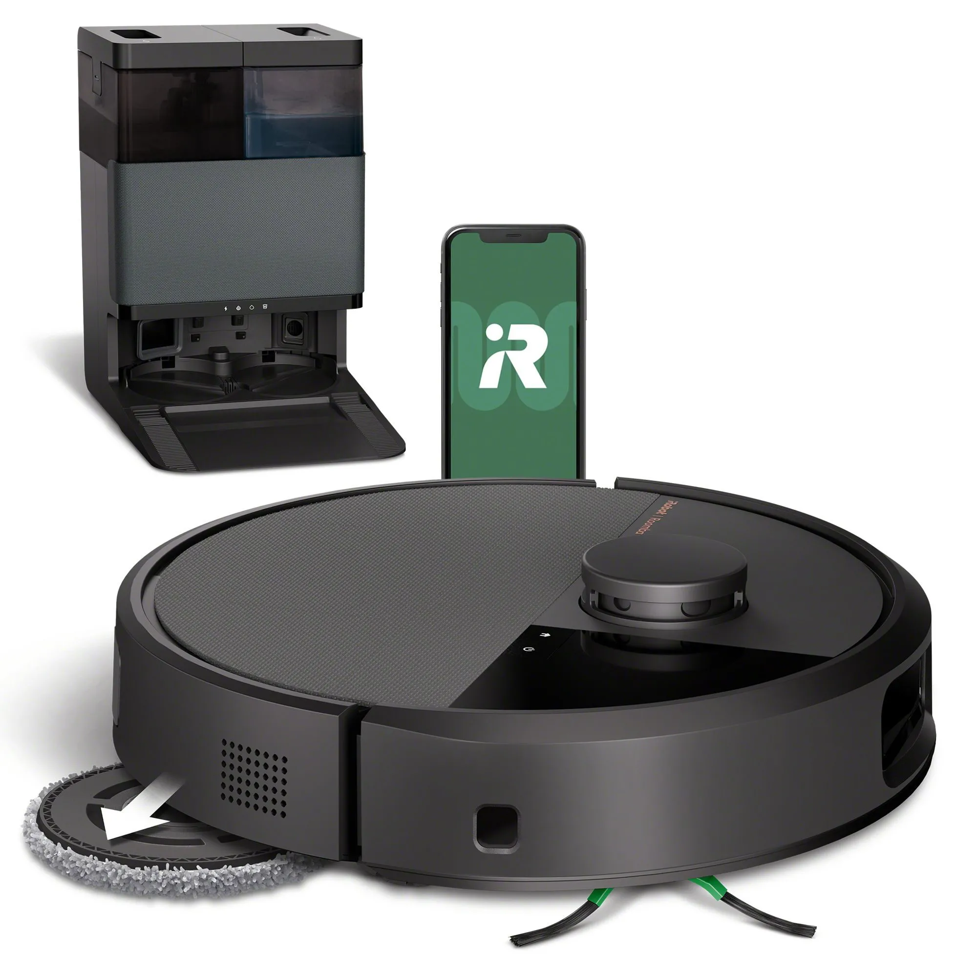 Robot sprzątający iRobot Roomba Plus 505 Combo Funkcja mopowania Stacja oczyszczająca Tworzenie mapy pomieszczenia 61dB Czarny AI