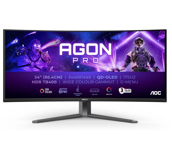 AOC AGON PRO AG346UCD 34" 3K QD-OLED 175Hz 0,03ms Zakrzywiony Gamingowy - Kup na Raty - RRSO 0%