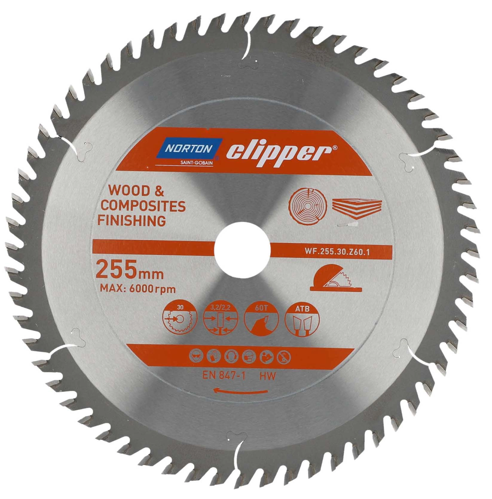 Tarcza TCT Norton Clipper do wykończenia drewna 255mm