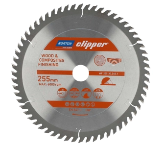 Tarcza TCT Norton Clipper do wykończenia drewna 255mm