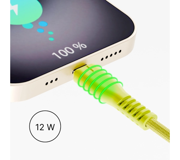 QUALO USB-C do Lightning 1,5m 2,4A Żółty