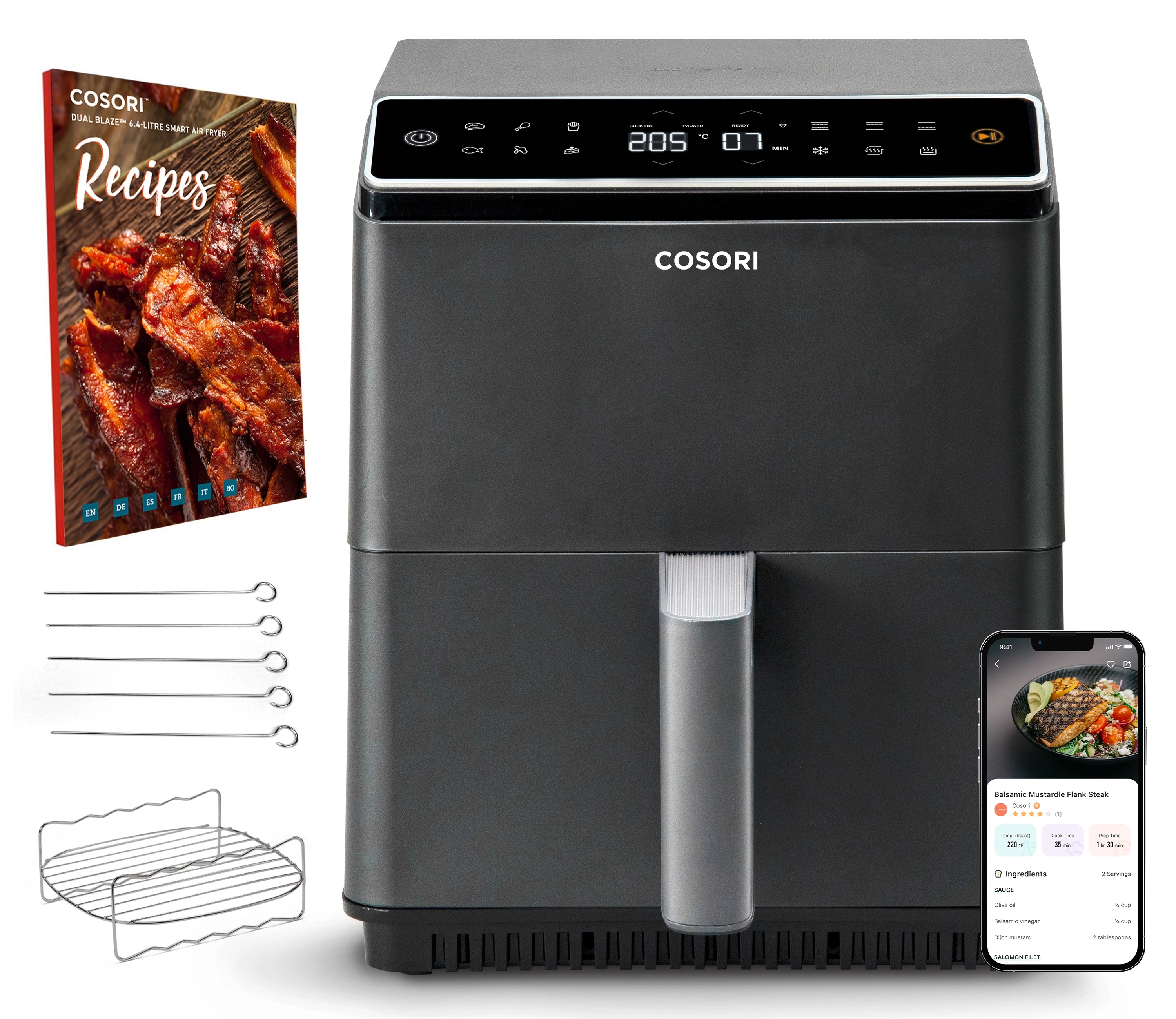 Air fryer Cosori Dual Blaze 1700W 6,4l Aplikacja mobilna Szary