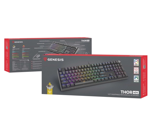 Genesis Thor 404 US RGB Gateron Yellow Pro Czarny