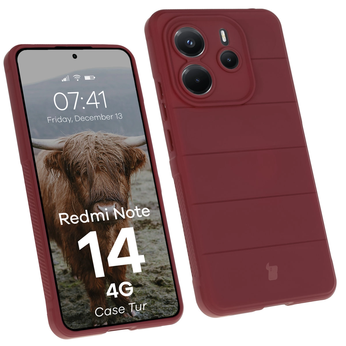 Etui Bizon Tur do Xiaomi Redmi Note 14 4G Burgundowy