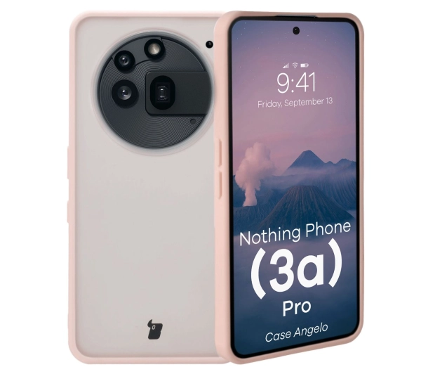 Bizon Angelo do Nothing Phone 3a Pro Półprzezroczysty z różową ramką