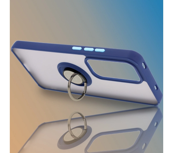 Bizon z uchwytem na palec Hybrid Ring do Oppo Reno 12 Pro przydymione z Granatową ramką