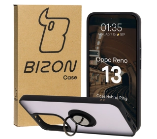 Bizon z uchwytem na palec Hybrid Ring do Oppo Reno13 przydymione z Czarną ramką