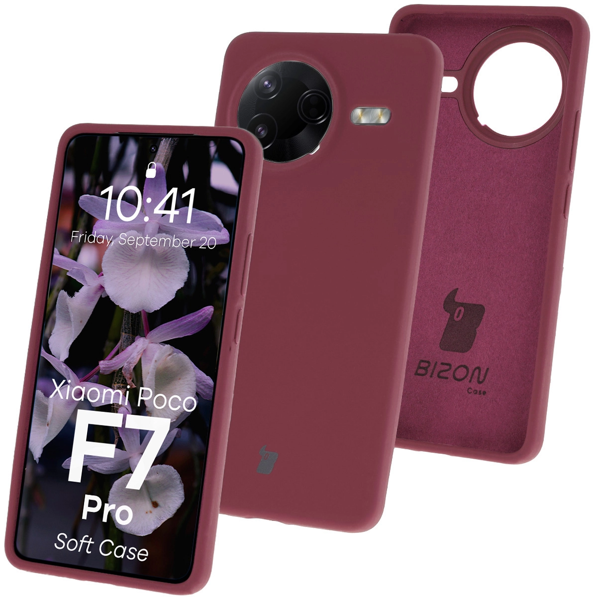 Etui Bizon Silikonowe Soft do Poco F7 Pro Śliwkowy