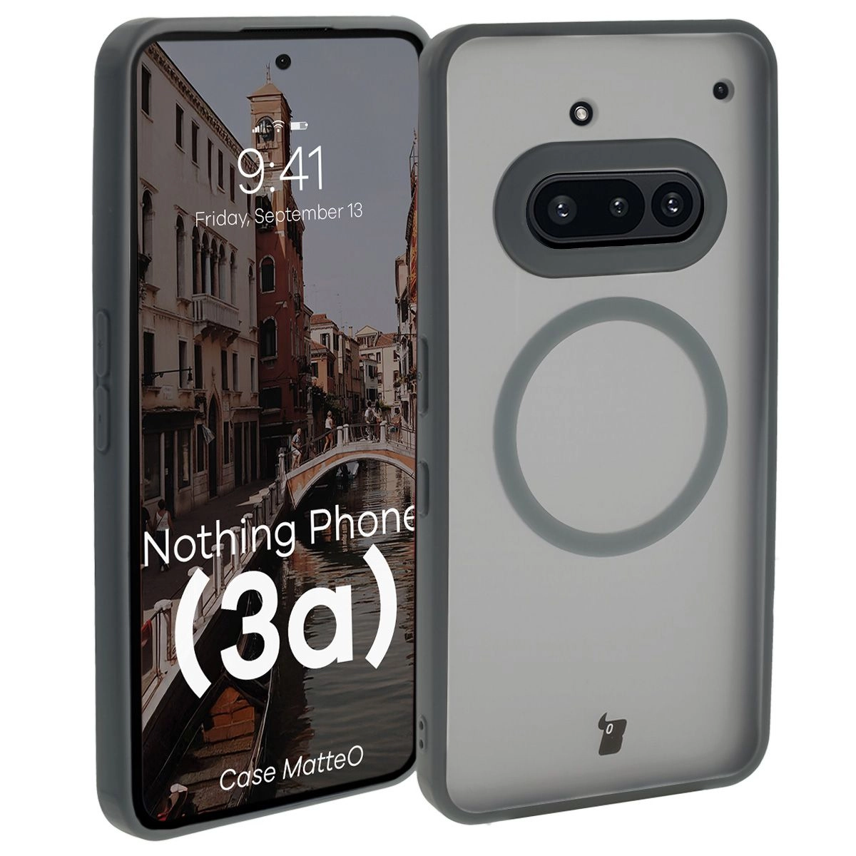 Etui Bizon MatteO z MagSafe do Nothing Phone 3a przydymione-szare