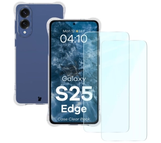 Bizon elastyczne etui Salpa + 2x szkło hartowane Clear Pack do Galaxy S25 Edge