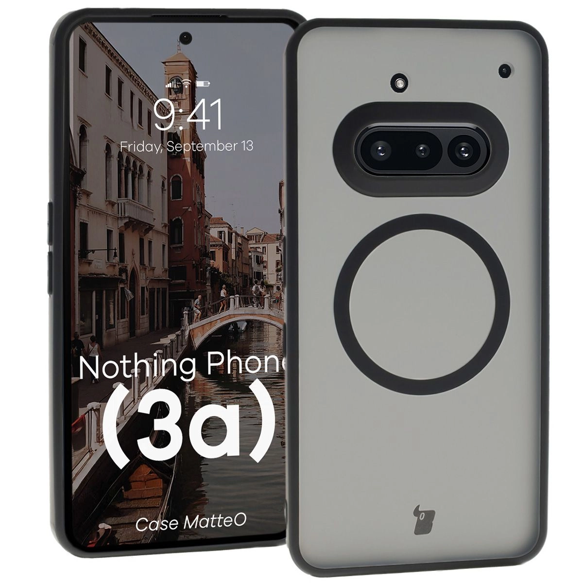 Etui Bizon MatteO z MagSafe do Nothing Phone 3a Przydymione-czarny