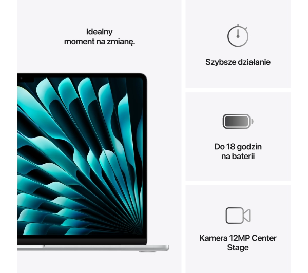 Apple MacBook Air 2025 15,3" M4 24GB RAM 512GB Dysk macOS Srebrny 70W Funkcje AI - Kup na Raty - RRSO 0%