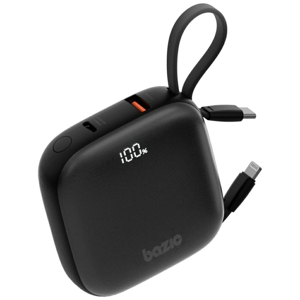 Powerbank Bazic Fusion 10000mAh PD 20W Wbudowany kabel USB-C/Lightning Czarny