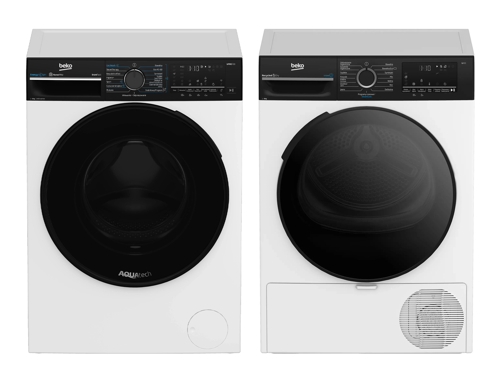 Beko pralka bPro700 B7WFU69418WB ES EnergySpin 9kg 1400obr/min + suszarka b300 BM3T49249WBDC 58,6cm 9kg