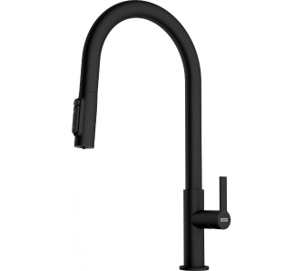 Bateria Franke Maris Slim Clear Water Pull-out J Czarny mat Mosiądz
