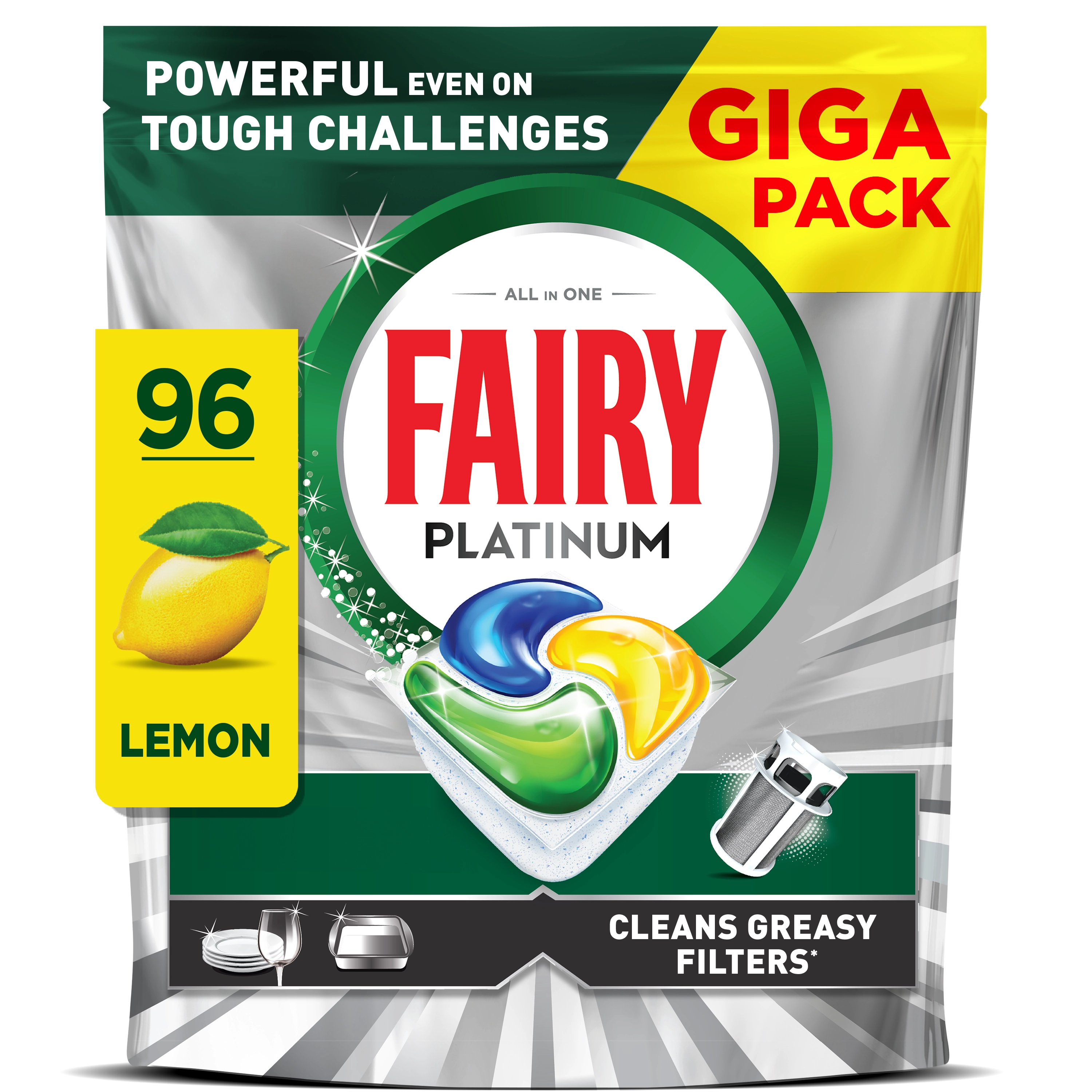 Kapsułki do zmywarki Fairy Platinum All In One Lemon 96 szt.