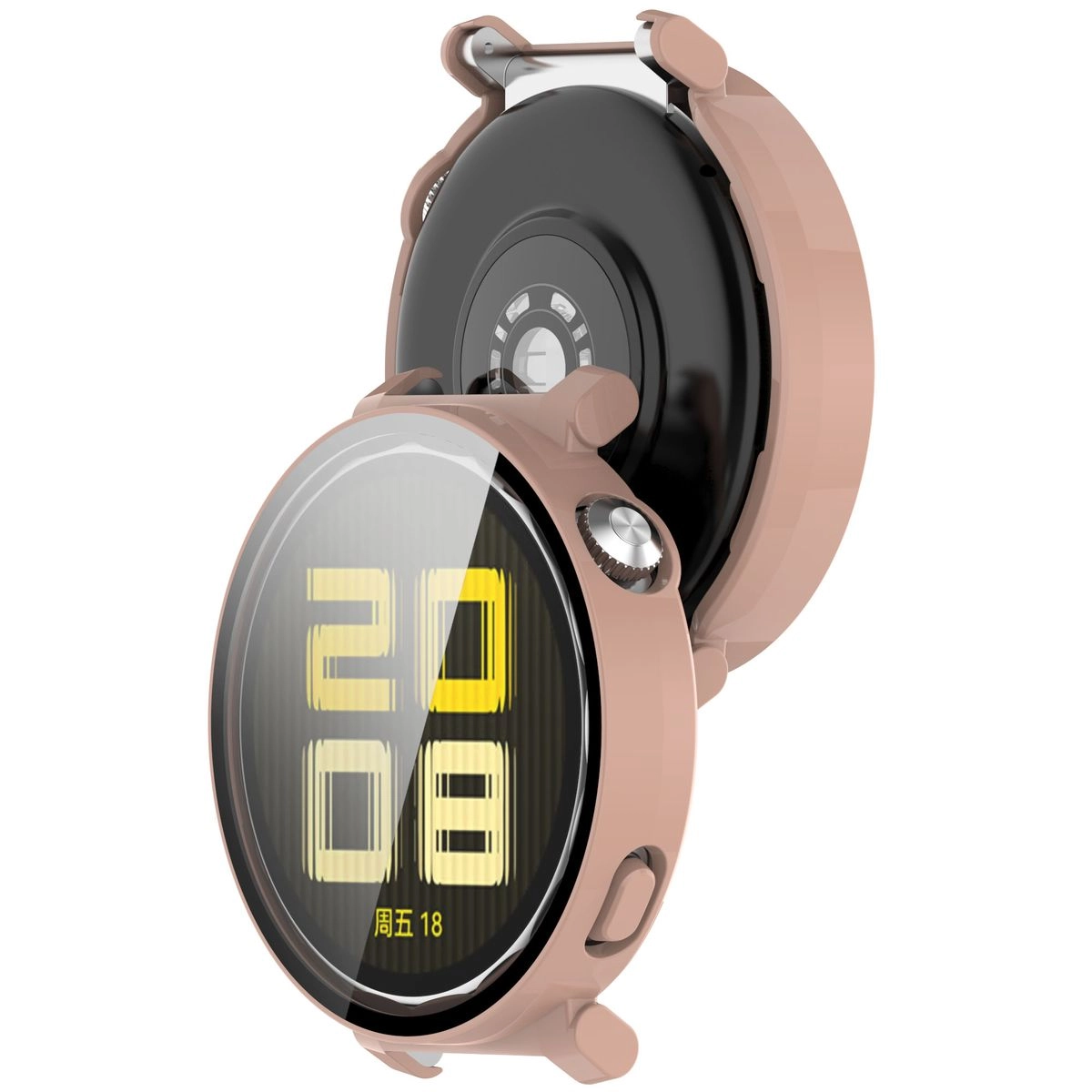 Nakładka na tarczę Bizon ze szkłem do Huawei Watch GT5 Pro 42 mm różowy