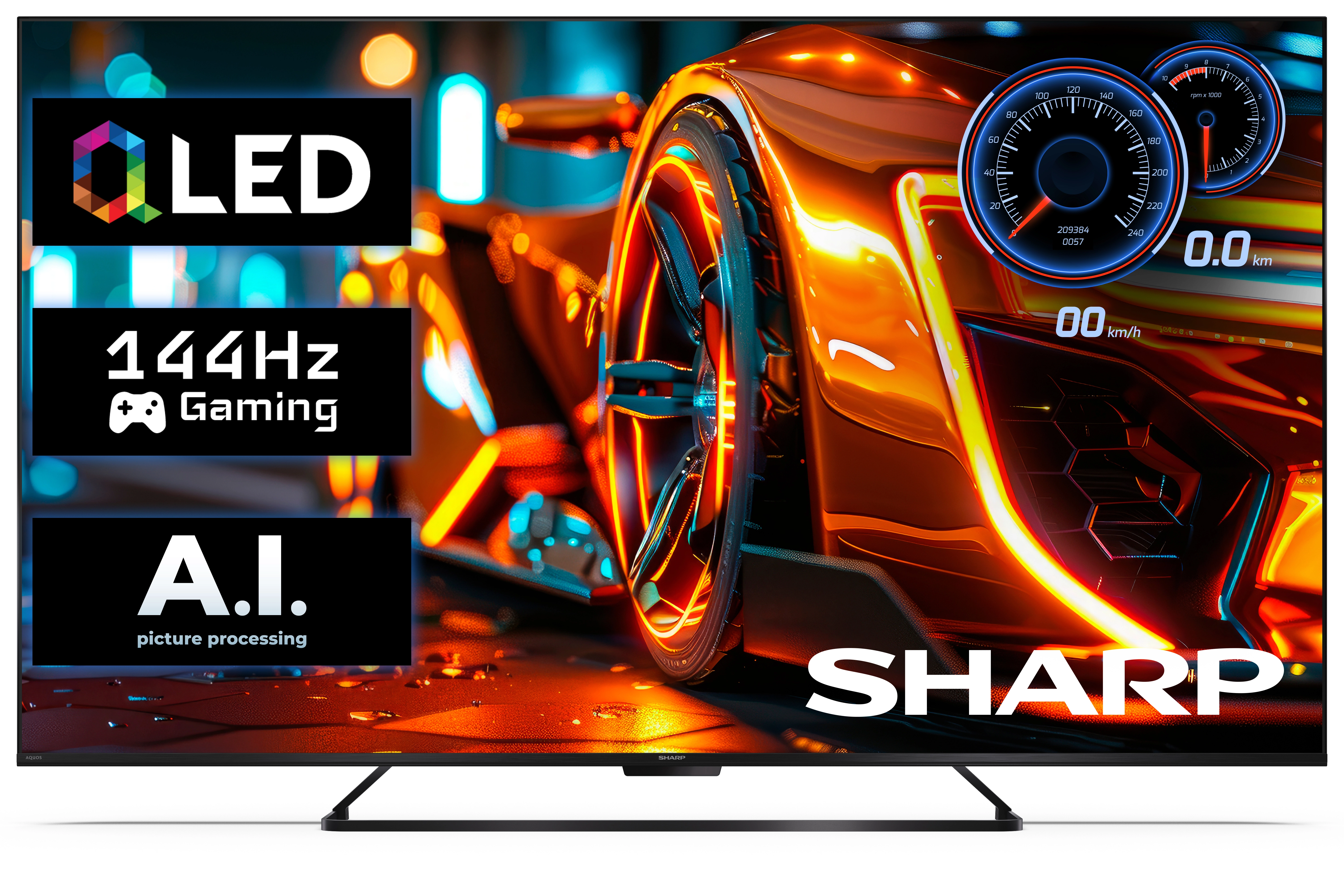 Telewizor Sharp 50HR7765E 50" QLED 4K 144Hz Google TV Funkcje AI Dolby Vision IQ Dolby Atmos DTS-X HDMI 2.1 DVB-T2