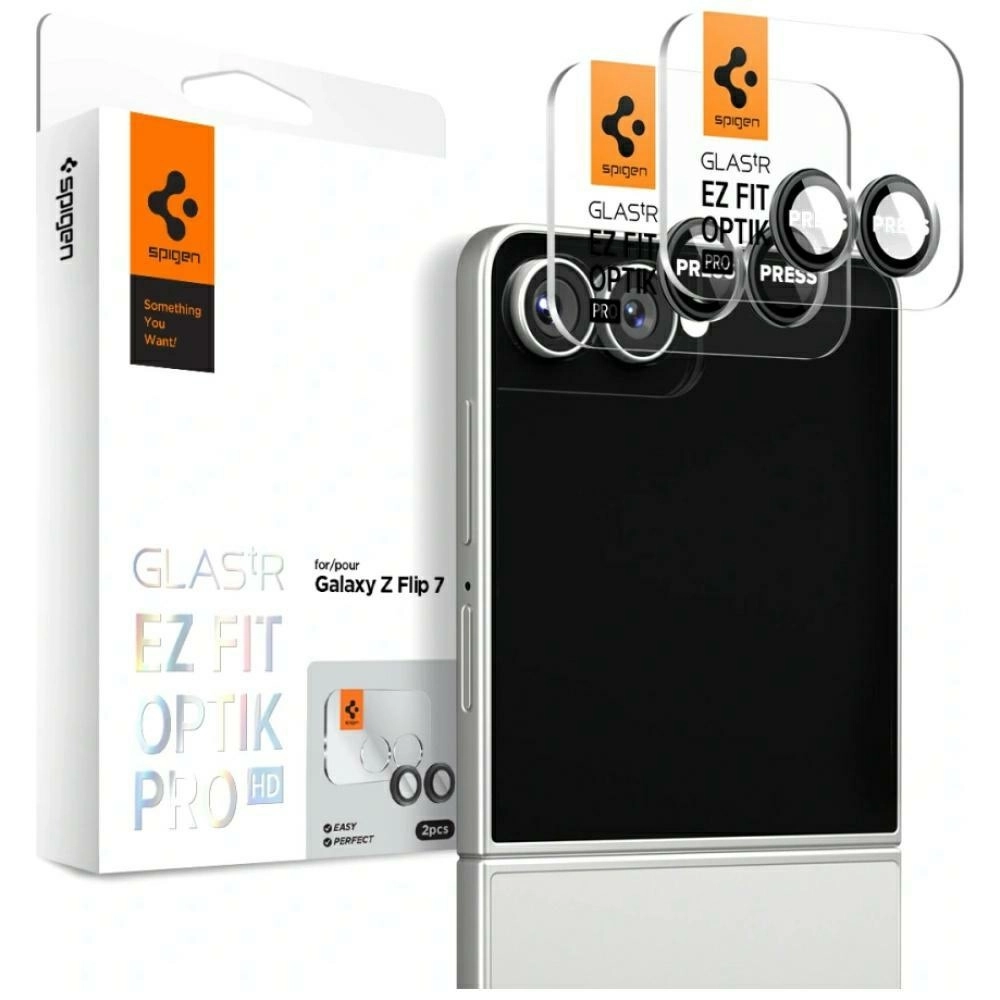 Szkło hartowane Spigen Optik Pro HD Glas.TR EZ FIT 2szt do Galaxy Z Flip7 Czarny