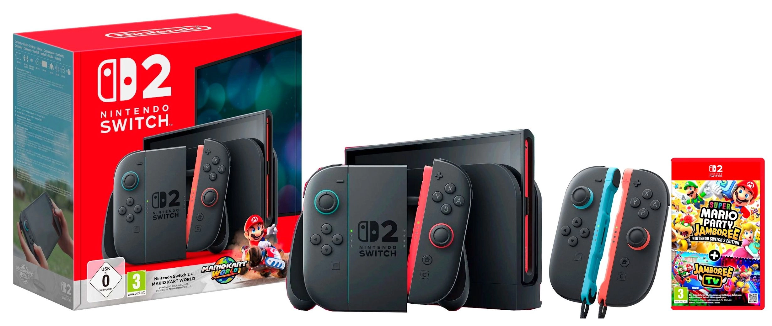 Konsola Nintendo Switch 2 Joy-Con Czarny + Mario Kart World + Super Mario Party Jamboree ＋ Jamboree TV + Joy-Con 2 Pair (2szt)