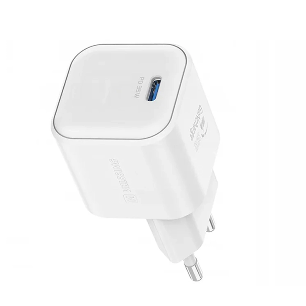 Ładowarka sieciowa Swissten 22070200 GaN 1x USB-C 35W Power Delivery Biały