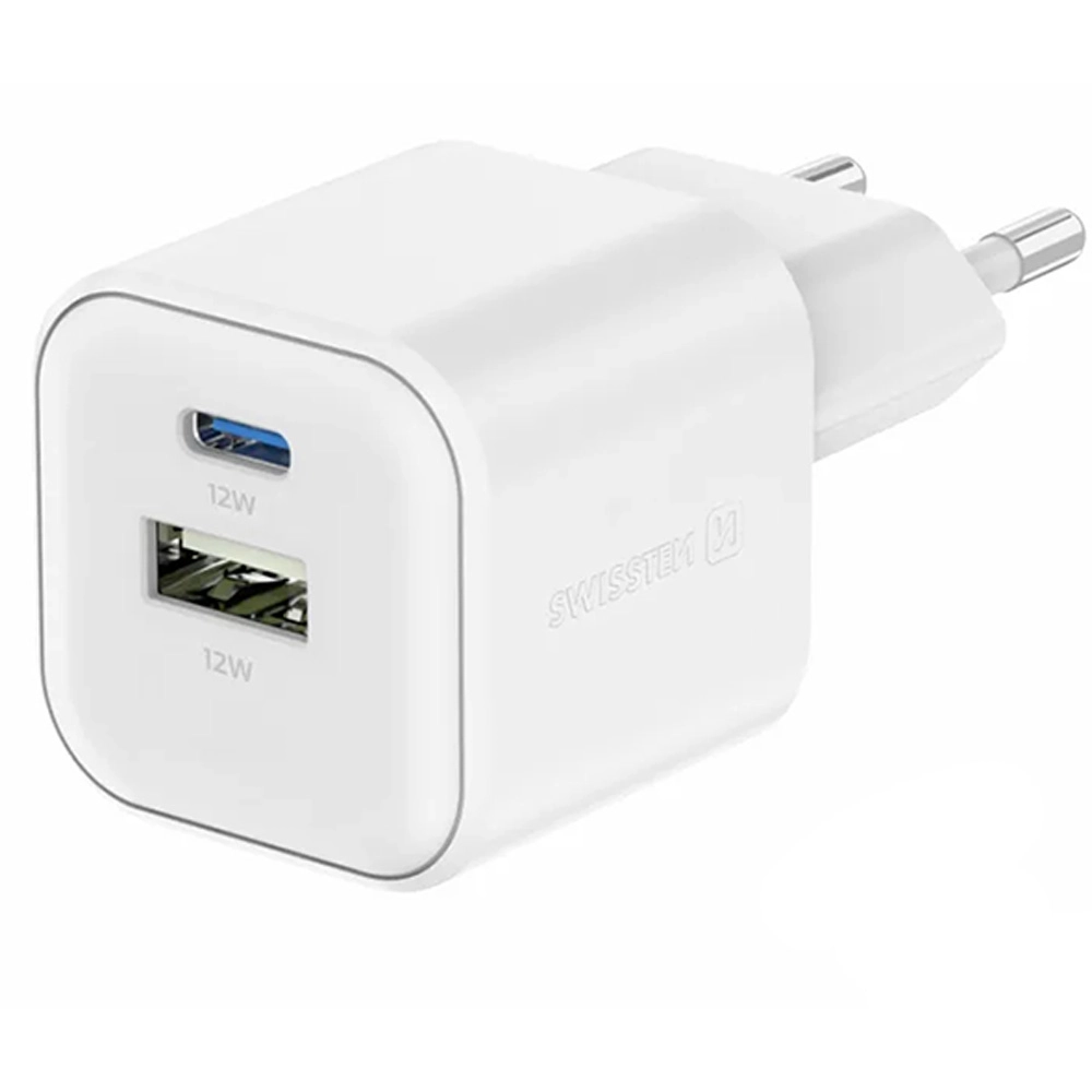 Ładowarka sieciowa Swissten 22071500 12W 1x USB-C 1x USB-A Biały
