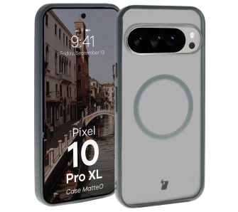 Etui Bizon MatteO z MagSafe do Google Pixel 10 Pro XL Półprzezroczyste z szarą ramką
